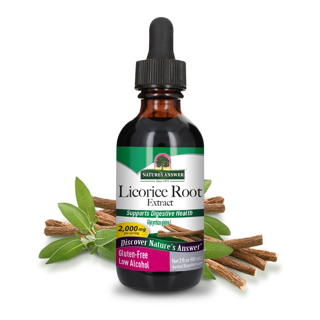 Nature's Answer Licorice Root Supplement 2000 mg 2oz Low-Alcohol Extract Ondersteunt Vertering Vergemakkelijkt Ademhalingsfunctie Natuurlijke Ontgifting