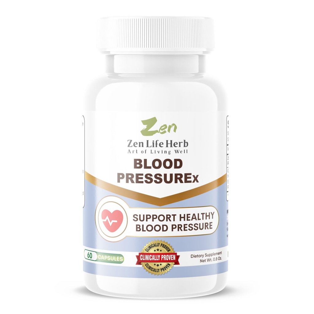 ZEN LIFE HERB Blood PressuREx - Heart Health Blood Pressure Support Supplement-Support Bloeddruk en gezonde Circulariteit Natuurlijk Ginseng Plus Blend 100% Pure Plant Based Supplement (60 capsules)