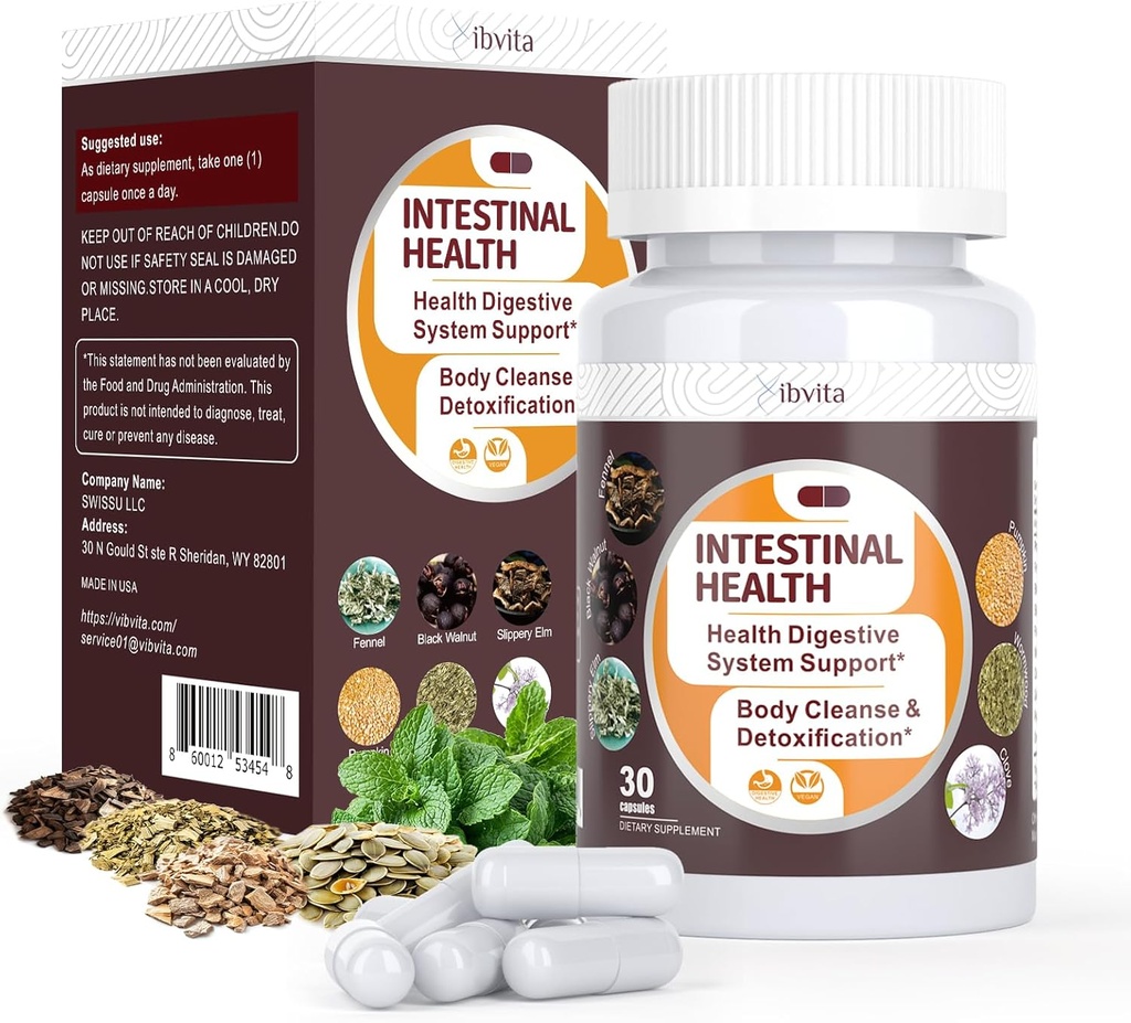 Gut Health Reiniging Detox Capsules - Intestinal Cleaner met Wormwood, Black Walnut, Knoflook Bulb, Kruid Ondersteuning Colon Cleanser & Digestie Systeem voor Vrouwen & Mannen, 30 Caps