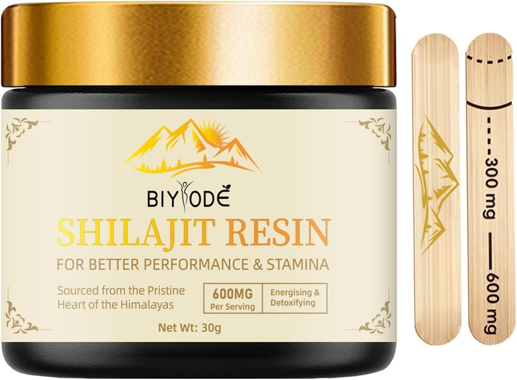 600 mg Shilajit Himalaya Shilajit Resin - Pure Gold Grade 100% Organic Shilajit with Fulvic Acid & 85+ Trace Minerals Complex for Energy & Immune Support for Men & Women 30 Gram (1 st.)