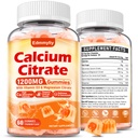 Calcium citraat supplement Gummies for Adult - Sugar Free Calcium citraat 1200 Mg met Magnesium 300 Mg & Vitamine D3 - Organic Kauwbare Calcium Supplements for Women & Men