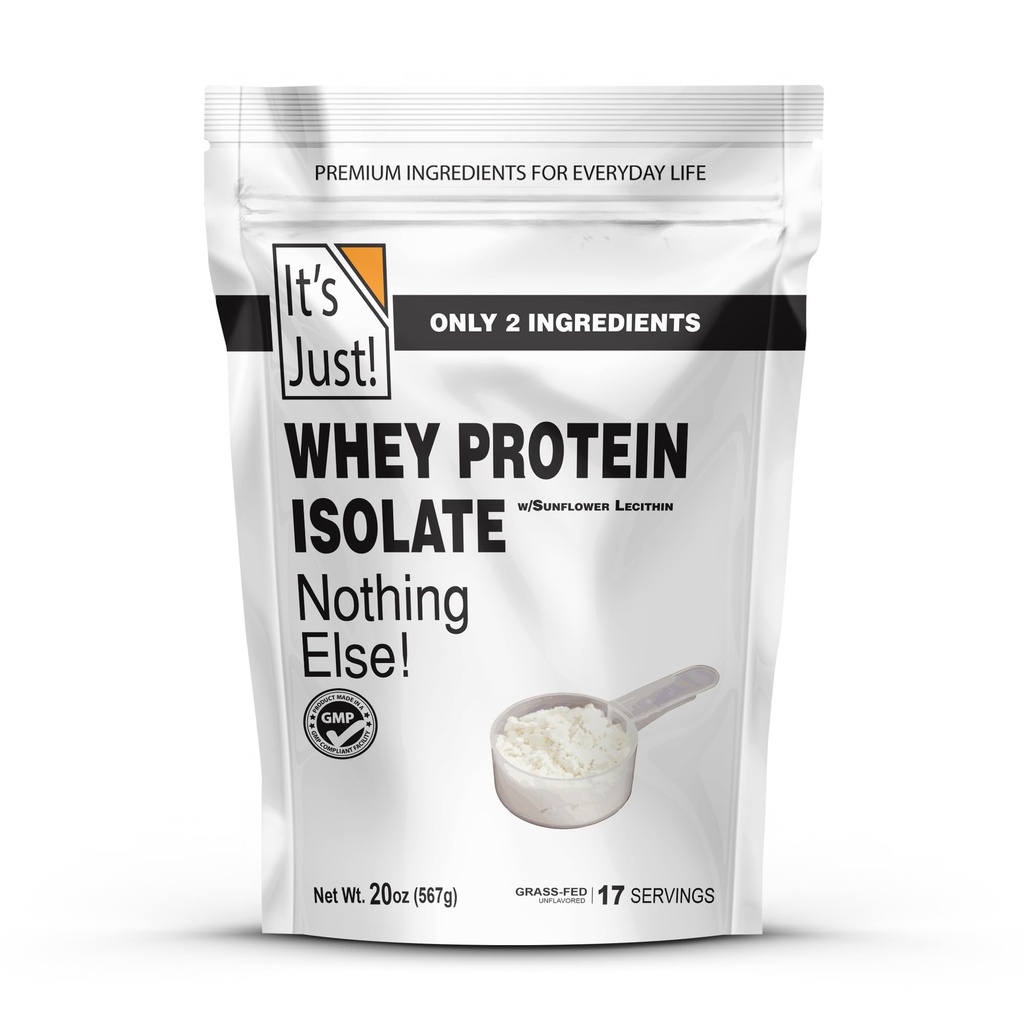 Het is gewoon! - Wei Proteïne Isolaat, Ultra Premium Grass-Fed, Unflavored, Made in USA, Pure 90% Proteïne, Only 1g Carb, No Added Sugar (1,25 Pound)
