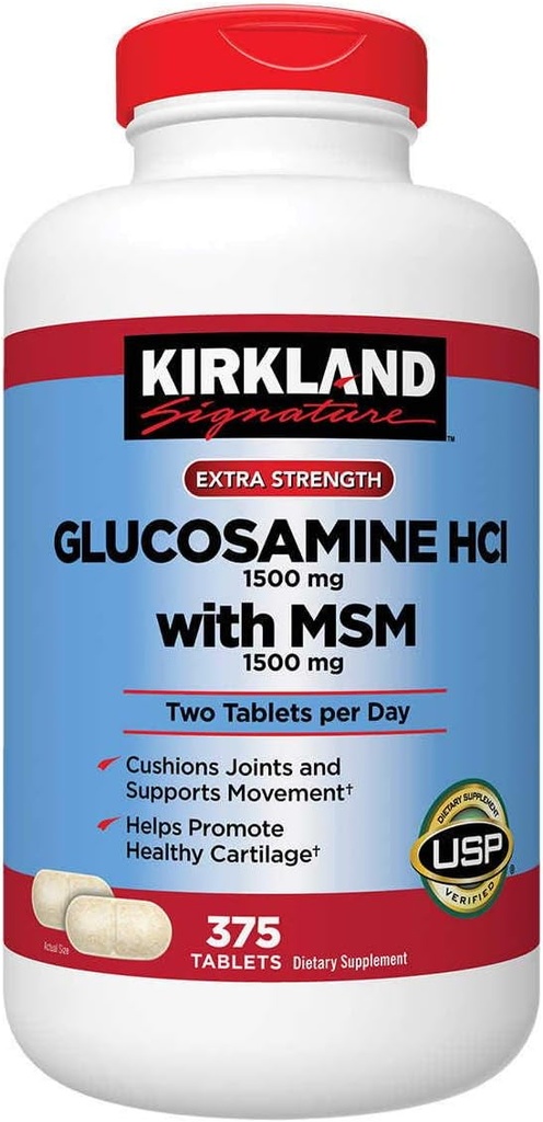 Kirkland Handtekening Glucosamine met MSM, 375 tabletten (3 verpakkingen)