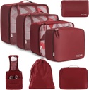 BAGAIL 8 Set verpakking Kubus Bagage verpakking Organizers voor Travel Accessoires-Wijn Rood