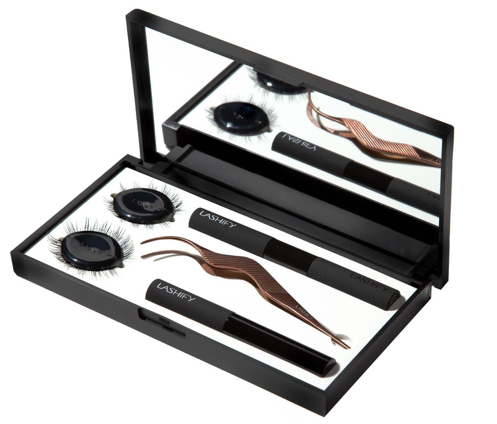 Kit de contrôle de laashify - Ensemble de démarrage bricolage de laash - Curl Gossamer noir 10mm, 12mm, étui de voyage noir, baguette de contrôle