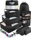Veken 10 Set/8 Set Packing Cubes for Travel Essentials, Suitcase Organizer Bags in 4 Maten, Carry-On Bagage Accessoires met Grote Wasserij & Toilet Bag, Must-Have voor vliegtuig, Road Trip & Camping