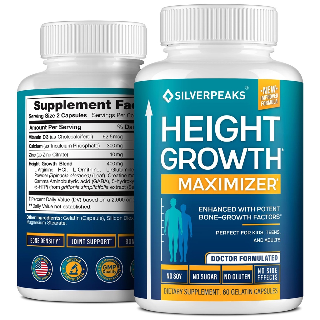 Capsules de croissance pour pousser Taller - Maximiser la croissance en hauteur avec le calcium pour la force osseuse, fabriqués aux États-Unis, obtenir naturel supplément de Taller pour augmenter la croissance osseuse adultes, adolescents et enfants, sans hormones de croissance