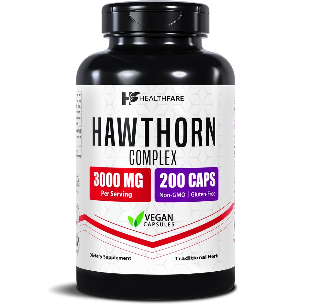 Healthfare Hawthorn Berry Supplement Extract 3000mg Extra sterkte Herbal Formula 
