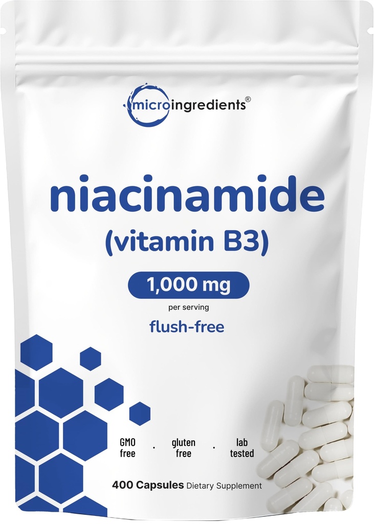 Vitamine B3 Niacinamide 500mg per capsule, 400 Capsules 