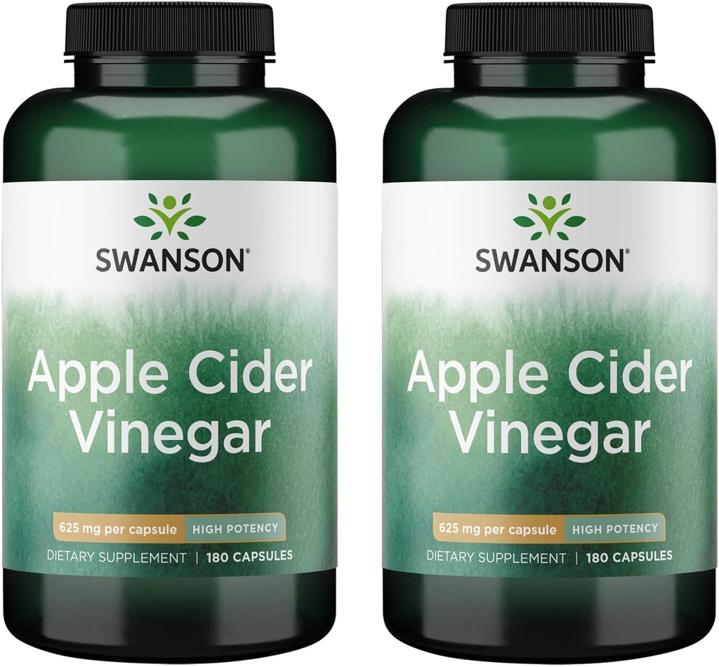 Swanson Apple Cider Vinegar Capsules - Ondersteunt gezonde en spijsvertering gezondheid - Helpt ondersteuning Metabolisme en onderhoud profiel - (180 Capsules, 625mg Elke) 2 Pack