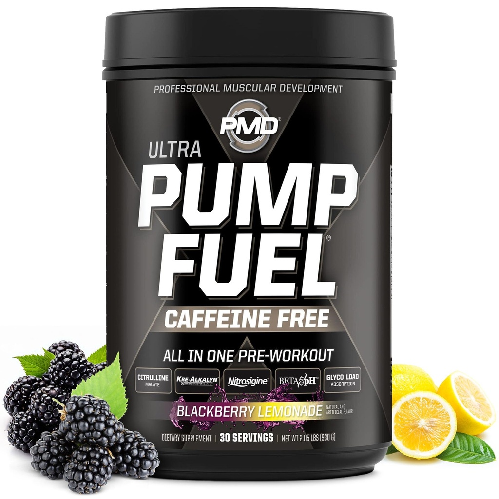 Pompe de sport PMD Carburant Ultra sans caféine - Premium préentraînement pompe à poudre et musculaire, plus de concentration, d'endurance et de récupération, crème premium, arginine et bêta Alanine - Cimonade BlackBerry (30 portions)