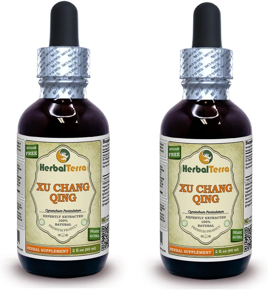 Xu Chang Qing, Paniculate Swallowwort (Cynanchum Paniculatum) Tinctuur, gedroogd Root Liquid Extract (Brand Name: HerbalTerra, Trots Made in USA) 2x2 fl.oz (2x60 ml)