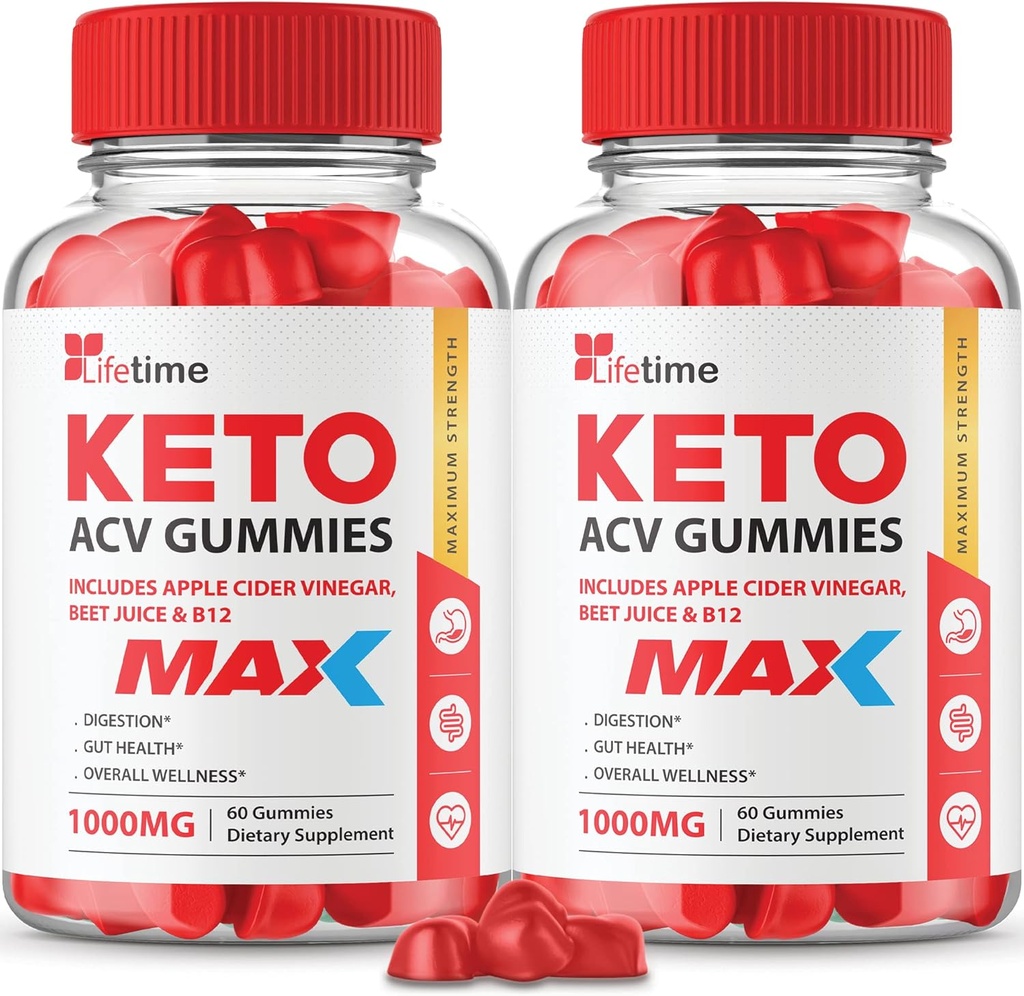 (2 Pack) Lifetime Keto Max Gummies - Official Formula, Vegan, Non GMO - Lifetime Keto Plus acc Gummies, Lifetime Gummies with Lifetime Gummies , Vitamine B12, Beetwortel, Granaatappel (60 Gummies)