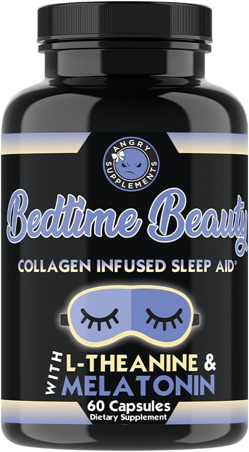 Bedtijd Schoonheid, Collageen Infused Twilight Night Time Slaaphulp, Alle natuurlijke pillen w. L-Theanine, Melatonine, Magnesium & Hyaluronzuur Natural Sleepy Girl Mocktail, 60 Capsules, 30 Serv