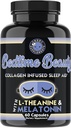 Bedtijd Schoonheid, Collageen Infused Twilight Night Time Slaaphulp, Alle natuurlijke pillen w. L-Theanine, Melatonine, Magnesium & Hyaluronzuur Natural Sleepy Girl Mocktail, 60 Capsules, 30 Serv