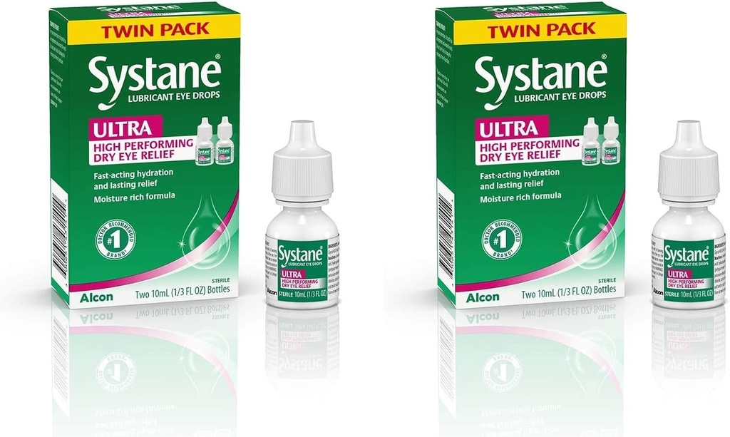 Systane Ultra Lubrifiant gouttes oculaires, larmes artificielles pour oeil sec, Twin Pack, 10 mL chacune (paquet de 2)