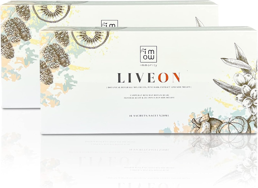 2 Dozen Immority Liveon 100% Natural Pine Bark Extract Dranken Mix Fruiten [16 Sachets x 20ml]