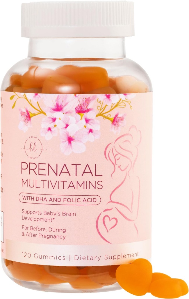Prenatale vitamine Gummies - essentiële voedingsstoffen voor vrouwen, zwangerschap en ontwikkeling van foetussen - Inclusief folaat (foliumzuur), DHA, choline, vitamine D - Bereiden, ondersteunen en voeden gezondheid - 120 Gummies