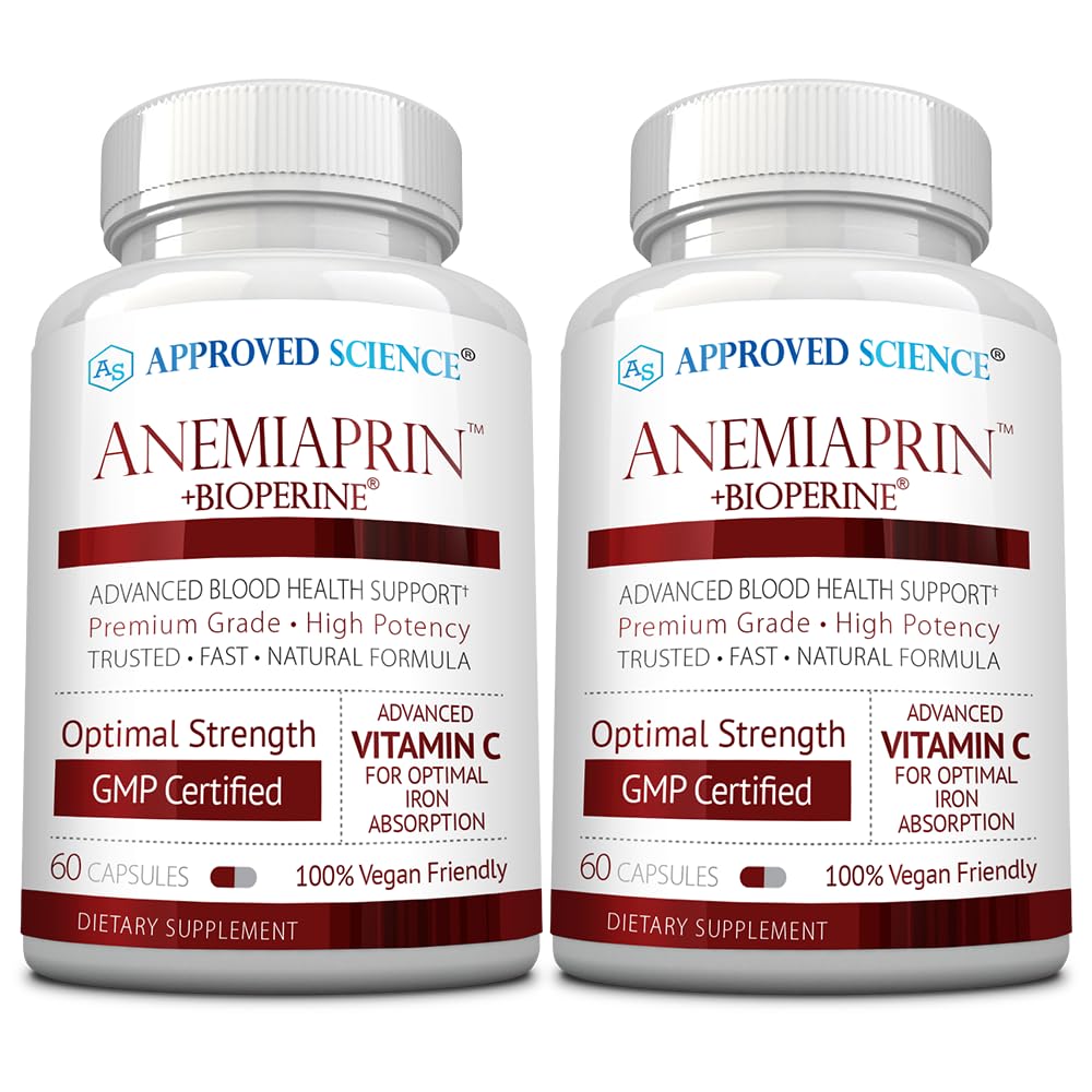 Goedgekeurde Wetenschap Anemieprin - Absorbeerbare IJzer, Vitamine C - Zacht op maag - 120 Capsules - 2 maand aanbod - Niet-GMO, Veganistisch