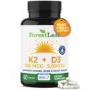 Supplément à la vitamine D3 + K2 (MK7) - MenaQ7 - Calcium et vitamine D3 5000 UI Absorption maximale - Dents et force osseuse, santé cardiaque, système immunitaire - 60 Capsules de Veggie