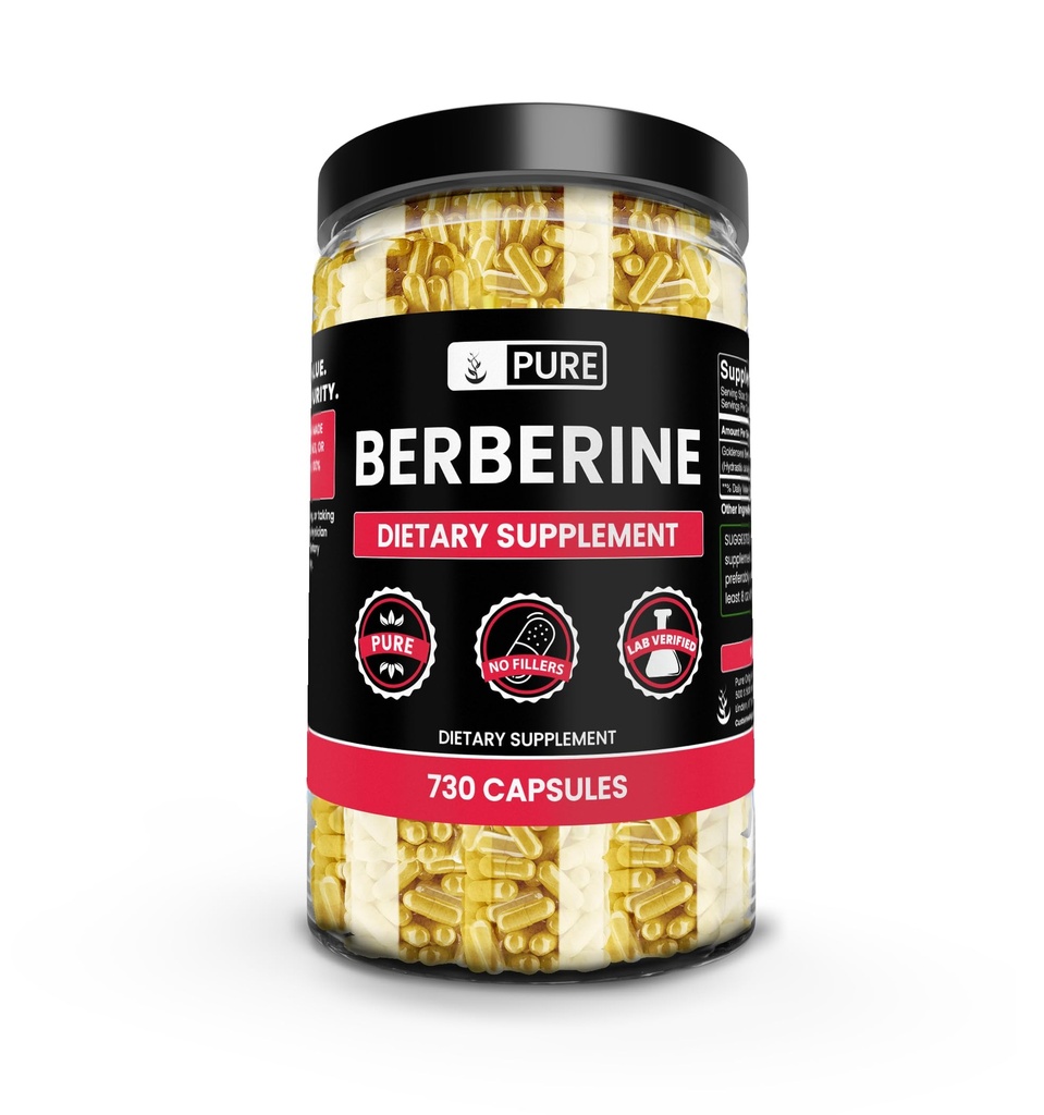 PURE ORIGINEEL INGREDIËNTEN Berberine (730 capsules) Geen Magnesium of rijstvullers, altijd zuiver, lab geverifieerd
