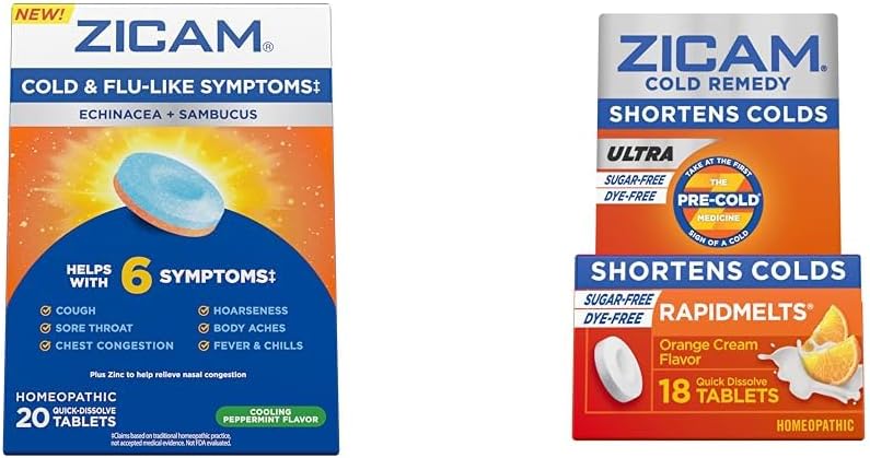 Zicam Cold & Flu Symptomen 20 Tablets Ultra Cold Remedy Rapidmelts 18 Tel Homeopathische Zink Koude Verkorting