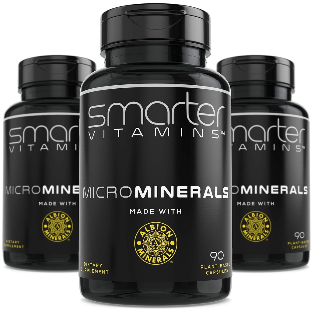 (3 flessen) 15mg Zink Glycinaat van Albion® 6 essentiële sporen Bisglycinaat Mineralen, Mangaan, Boron, Chroom, Selenium, Molybdeen Supplement 90 Plant-Based Vegan Capsules