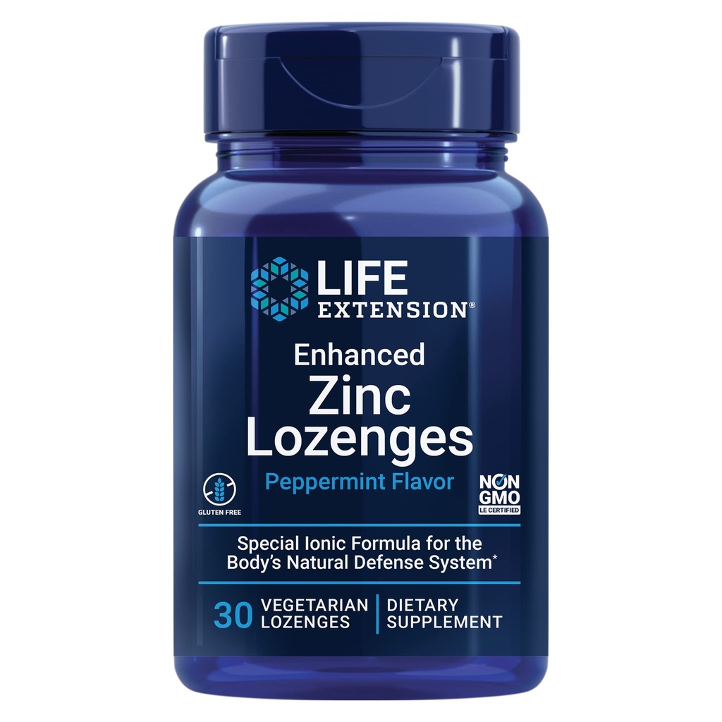 Life Extension Enhanced Zinklozen, zinkacetaat, Optimale Immuun Ondersteuning, Sterke Immuun Response, Ionisch zink, Non-GMO, Glutenvrije, Vegetarisch, 30 lozen