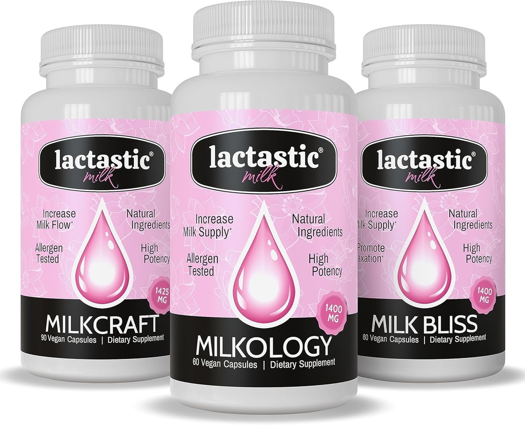 Lactastic® Perfecte startbundel - High Potency Biologische Borstvoedingssupplementen - Milkologie, Milkcraft & Milk Bliss - 210 Vegan Capsules