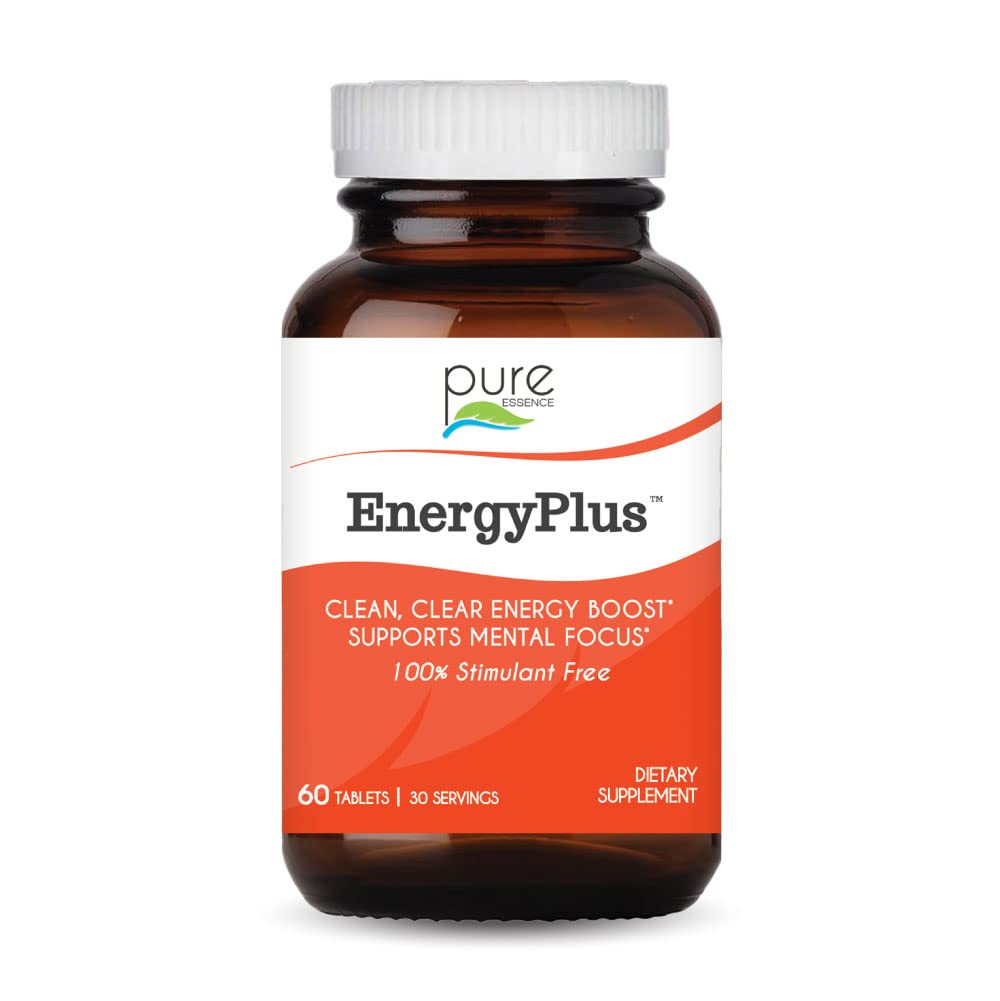 Energy Plus door Pure Essence - Cafeïnevrij, alle natuurlijke plantaardige energie en focussupplement - glad, Geen Jitters Geen Crash - 60 tabletten