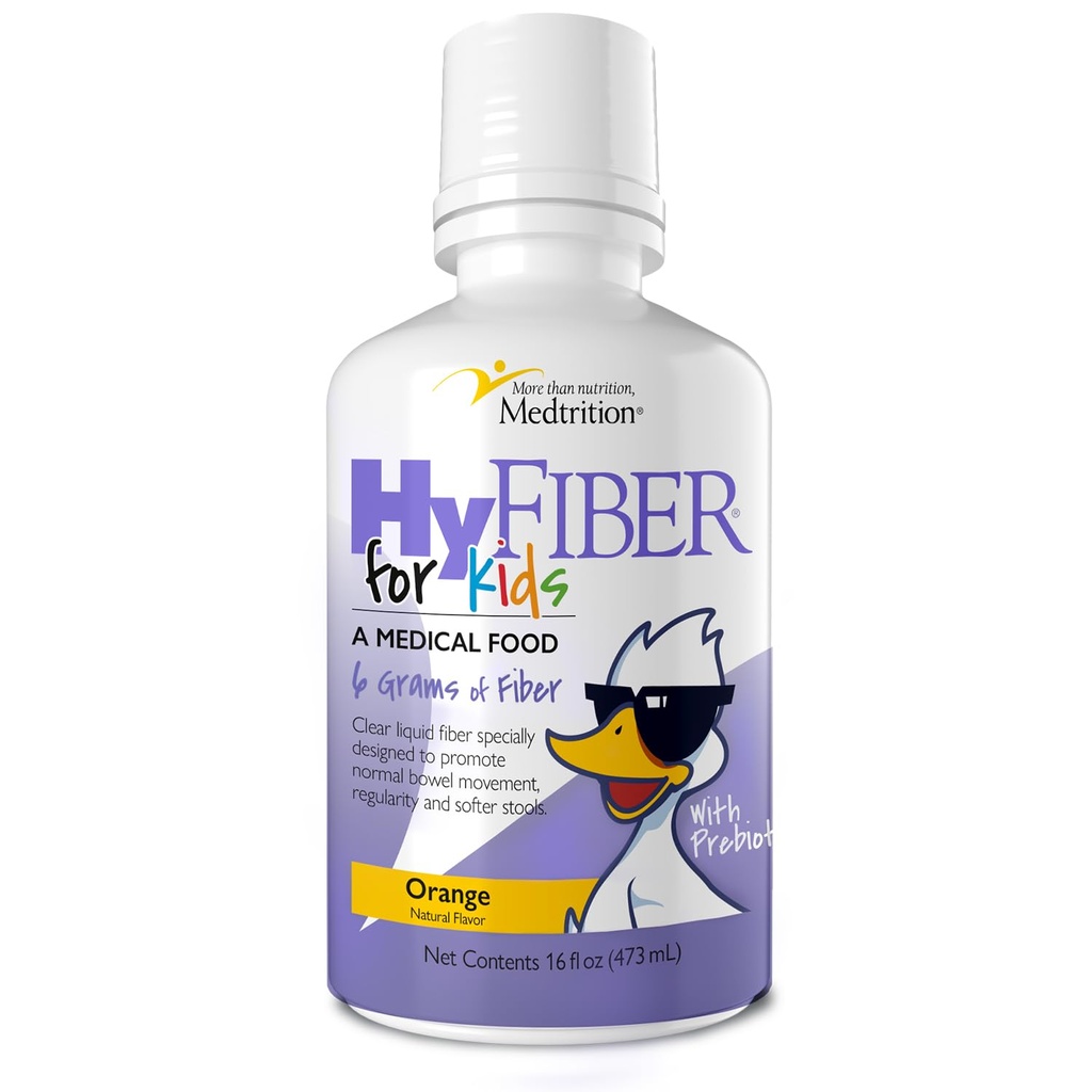 Medtrition HyFiber Liquid Fiber voor kinderen in slechts één eetlepel, Ondersteunt Regularity en Zachter Stools, FOS Prebiotica voor Gut Health, 6 Gram van Vezel, 32 Serven per fles