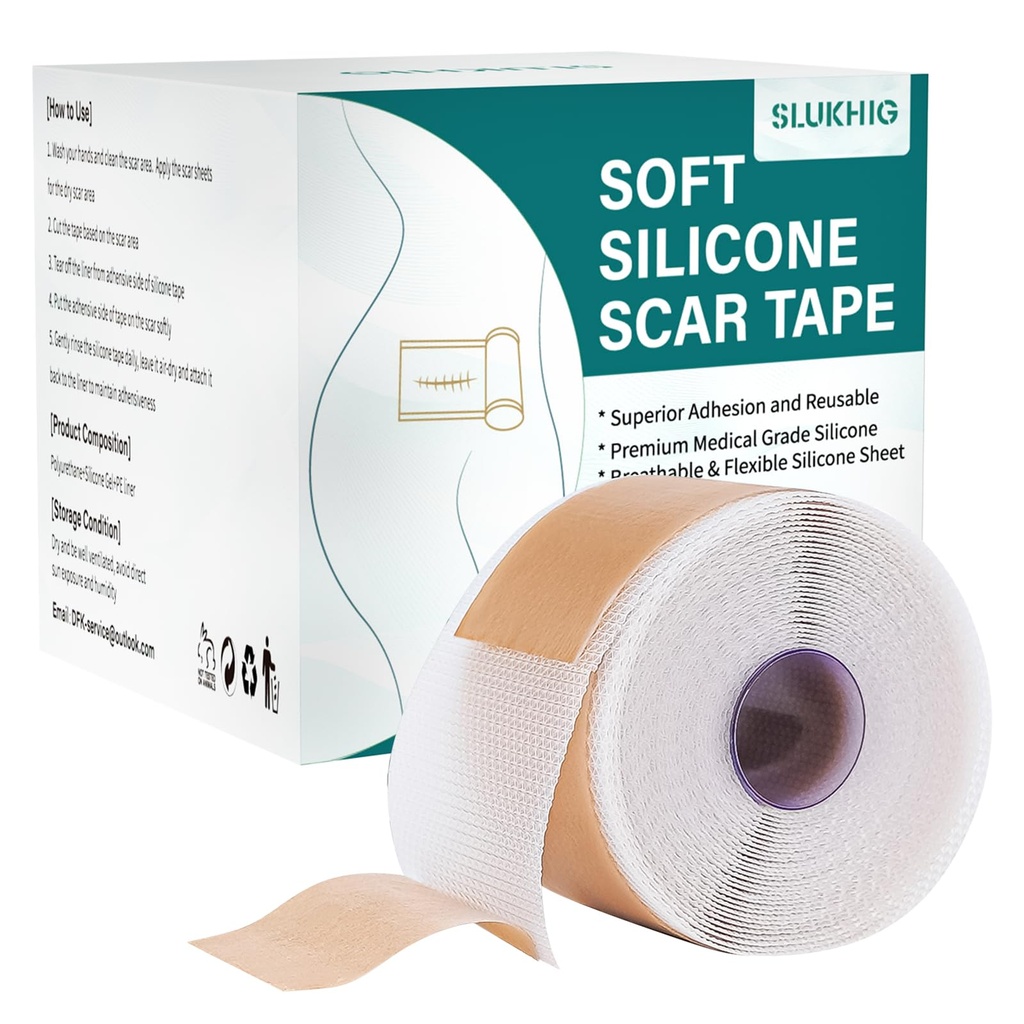 Siliconen Scar Sheets (1.6"x 158" Roll-4M), Siliconen Scar Tape voor Scar Removal Treatment, Herbruikbare Siliconen Scar Strips voor C-sectie, Keloid, Burn, Acne, Chirurgische littekens