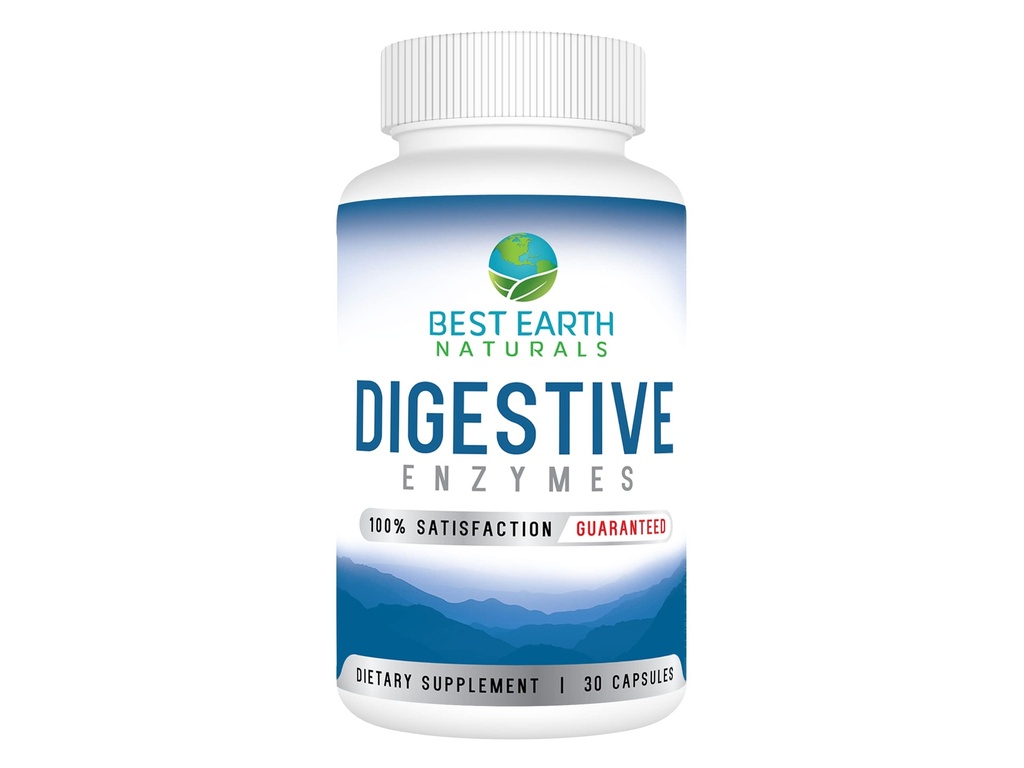 Meilleures enzymes digestives naturelles de la Terre Formule de force maximale pour aider à promouvoir la digestion saine 30 capsules végétales