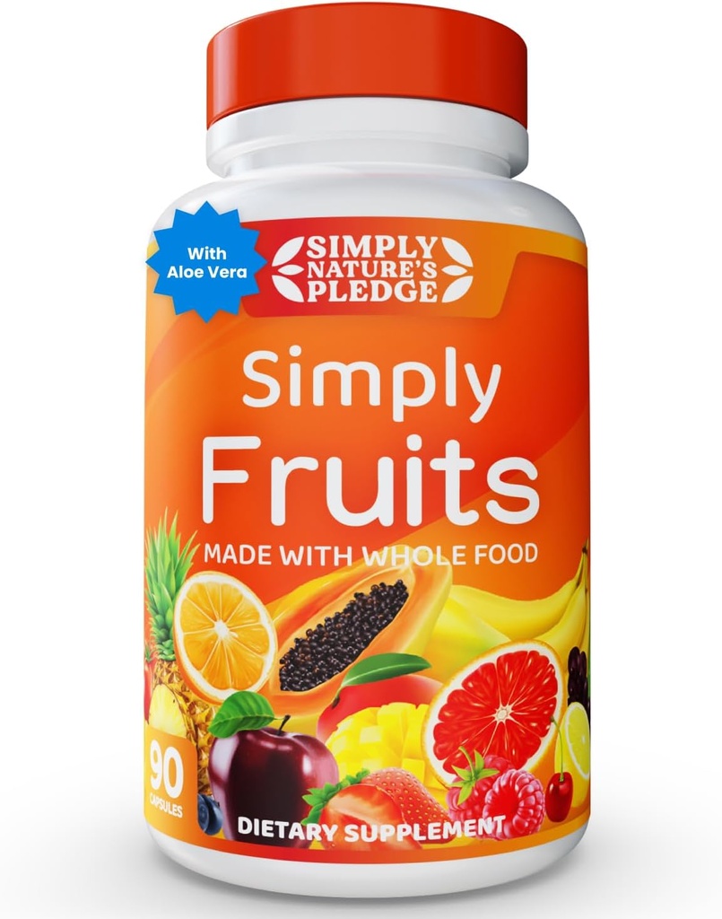 Simply Nature's Pledge - 90 Fruit Capsules - Gemaakt met Whole Food Superfoods, verpakt met 25 verschillende vruchten - 100% sojavrij