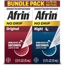 Afrin No Drip Original + Night Nasal Mist Pack, Non-Drowsy, Dognages à action rapide pour la congestion nasale et le soulagement de la pression sinusale, Adultes et enfants 6 et plus, .5 fl oz (Pack de 2)