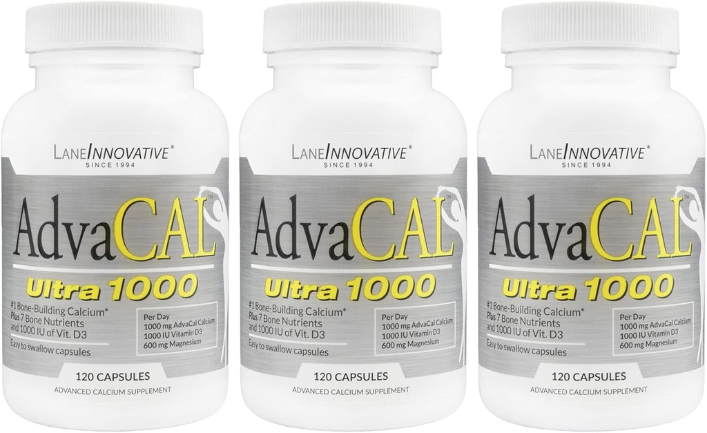 Lane Innovative - AdvaCAL Ultra 1000, Calcium à os*, y compris vitamine D3 et magnésium, absorption facile (120 portions)