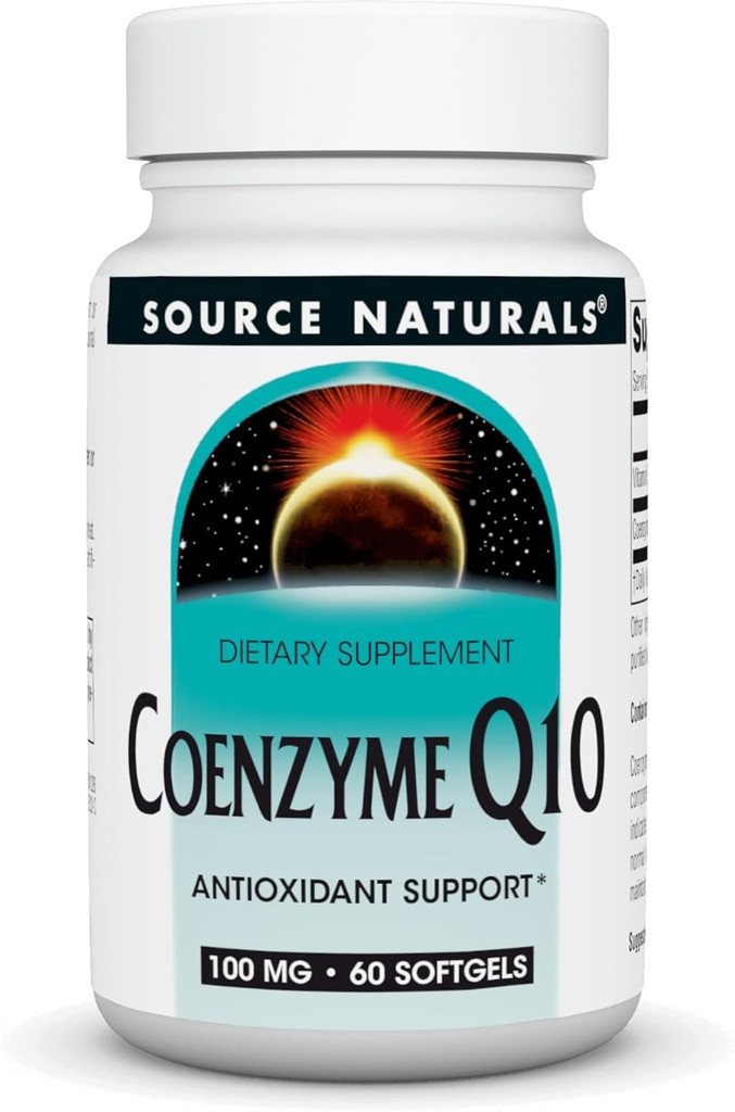 Source Naturals Coenzyme Q10 Antioxidant Support 100 mg for Heart, Brain, Immunity, & Liver Support - 60 Softgels