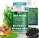 Sea Moss 7000mg - Black Seed Oil 2000mg - Ashwagandha 1000mg - Bladderwrack 1000mg - Kurkuma 1000mg - Burdock 1000mg - Vitamine C 90mg - Vitamine D3 1000IE - Multiple Minerals 350mg - 180 Capsules