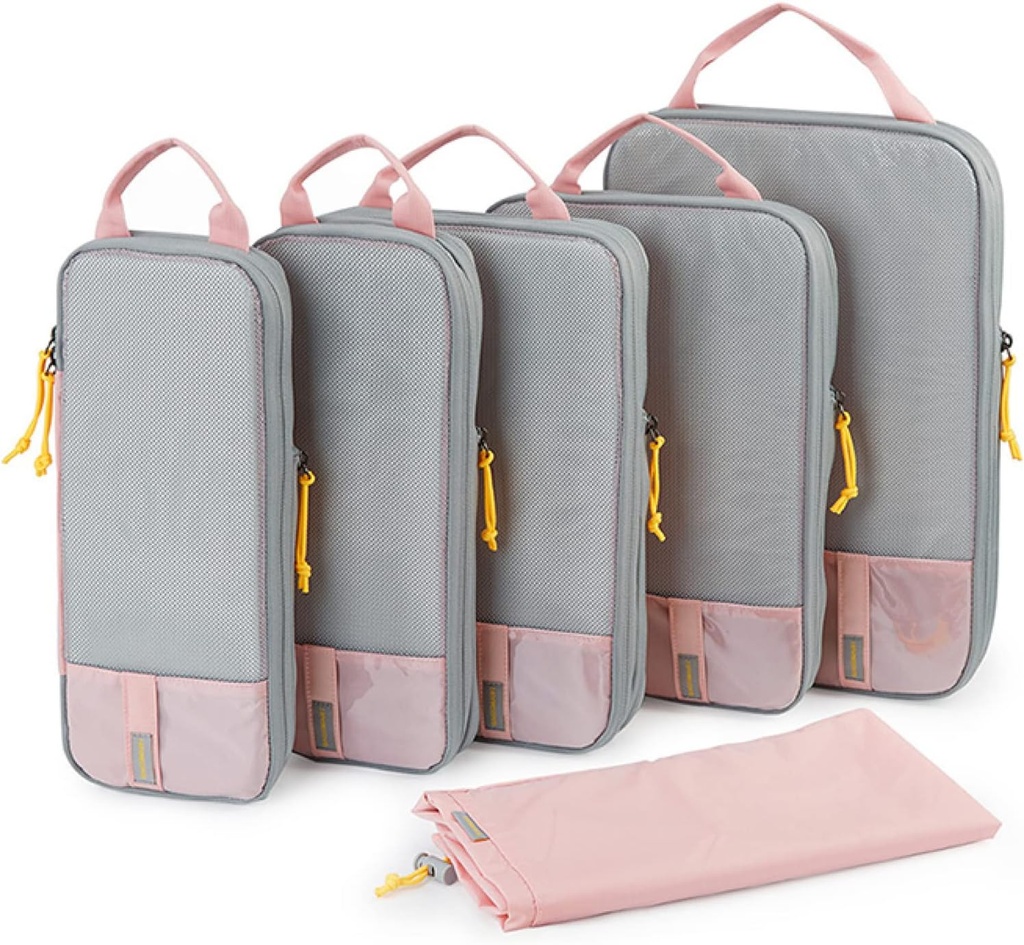 BAGSMART 6 Set /4 Set/2 Set Compression Packing Cubes for Travel, Sacs d'organisateur de bagages légers, Sacs d'économie d'espace durables Travel Essentials