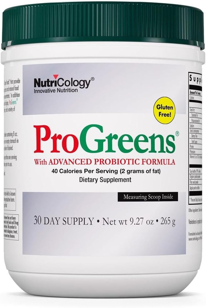 Nutricologie ProGreens 265 g Poudre - Bio Greens Poudre Superfood, Mélange de Verts en poudre, Supplément de boisson saine, Formule Probiotique avancée - 30 jours d'approvisionnement