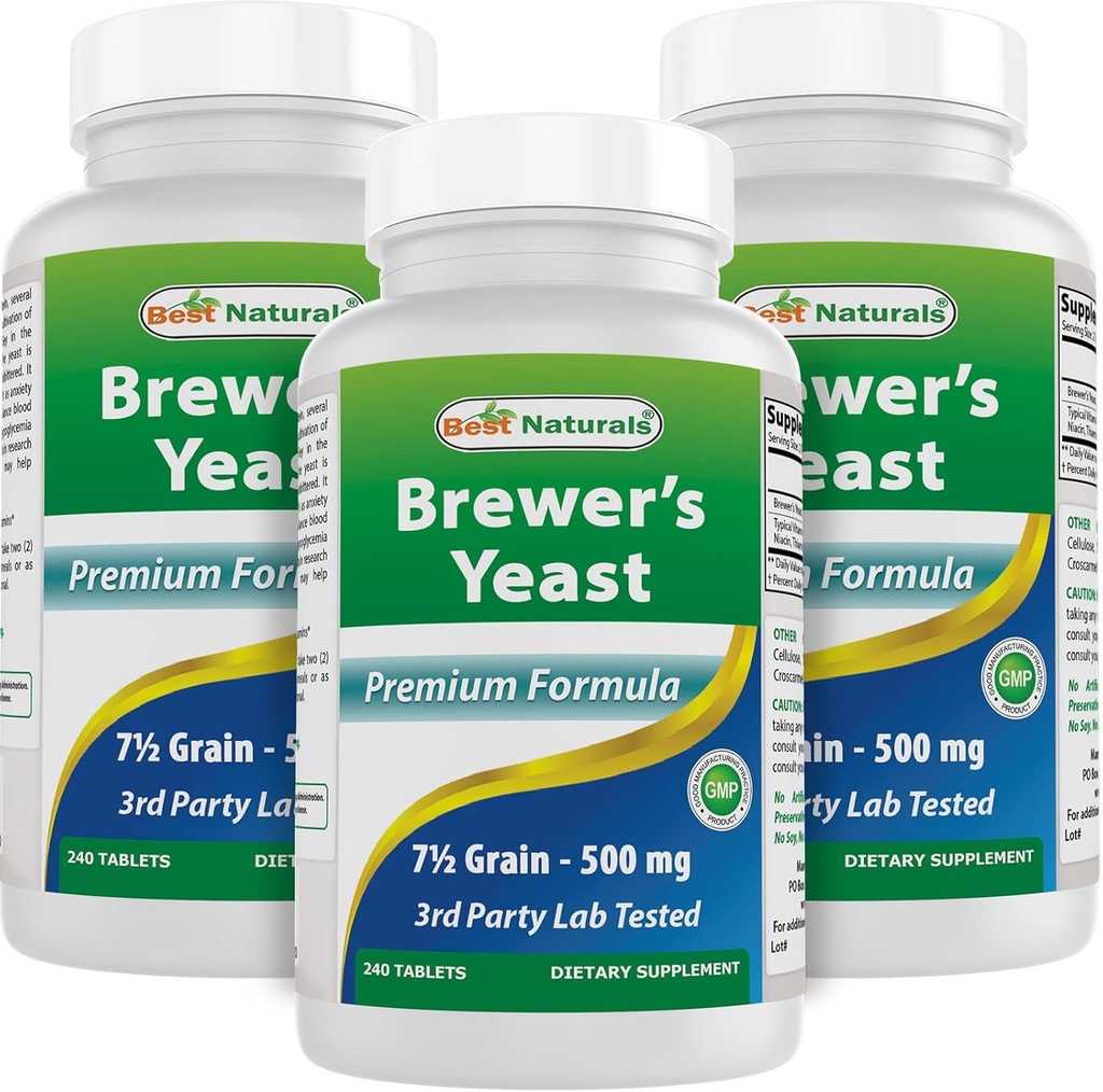 Best Naturals, Brewers Gist, 7-1/2 Graan met vitamine B1, vitamine B2, 1000 mg 240 tabletten (240 aantal (verpakking van 3))