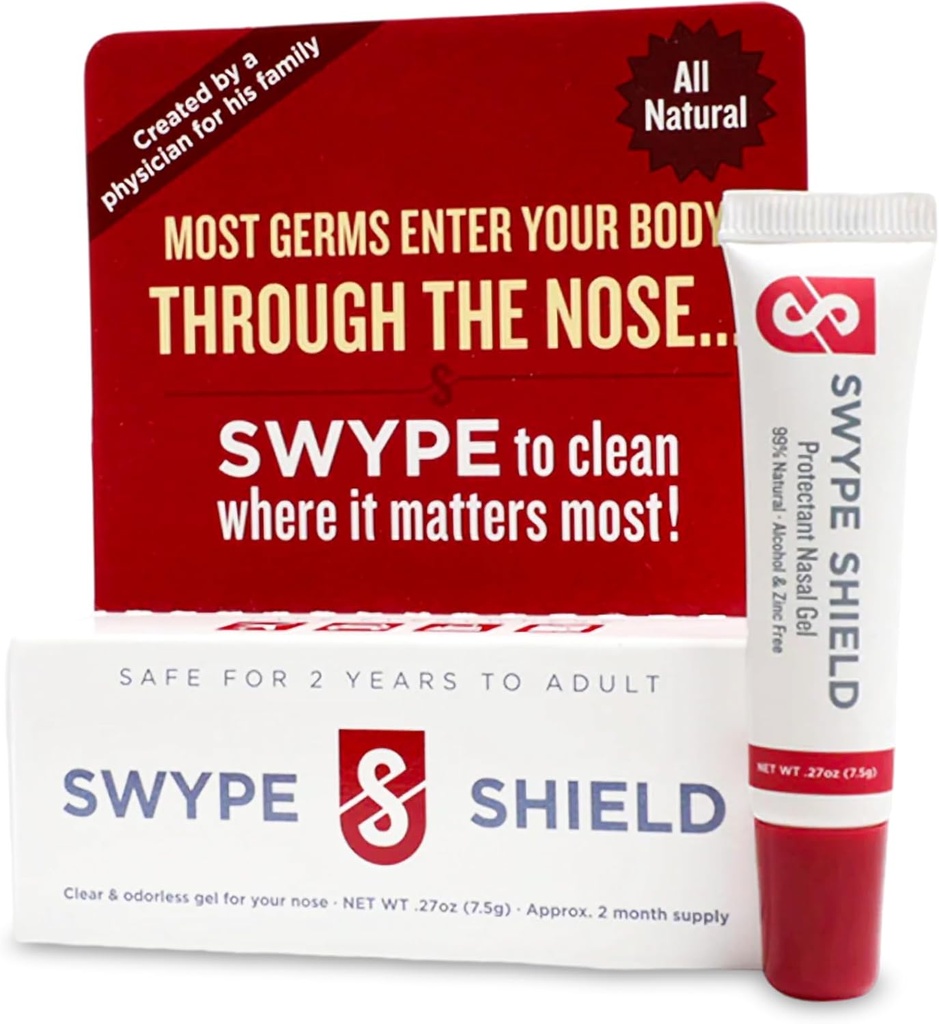 Swype Shield Airborne Deeltje en Allergenen Blocker Nasal Gel - Drug-Free, voor Pollen Allergie Lijders, voor Vliegtuig Reizen - (Ongecenteerd) Meer dan 180 Toepassingen Per Tube (0,27 oz, 7,5 g Pack van 1)