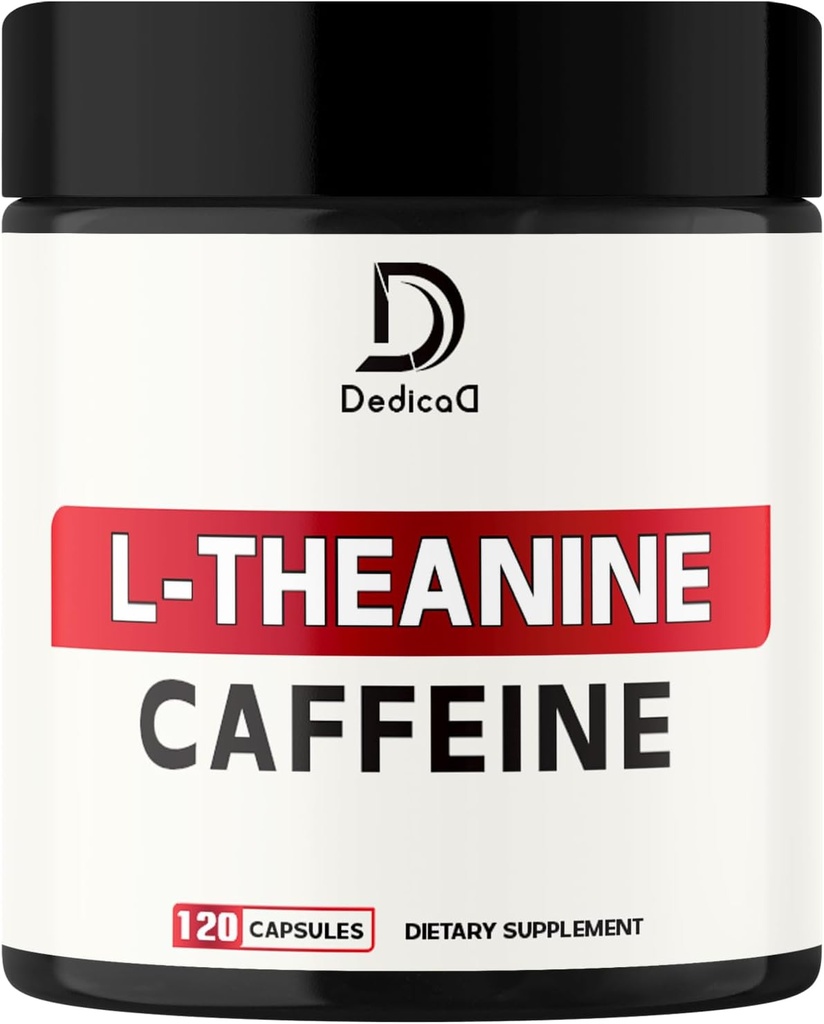 L-Theanine 200mg Capsules & Pure Cafeïne Pillen 200mg - Smart Smooth Energy Production, Alertness, Cognitive & Focus Clarity Supplement - 120 Capsules gedurende 4 maanden - Non-GMO & Glutenvrij