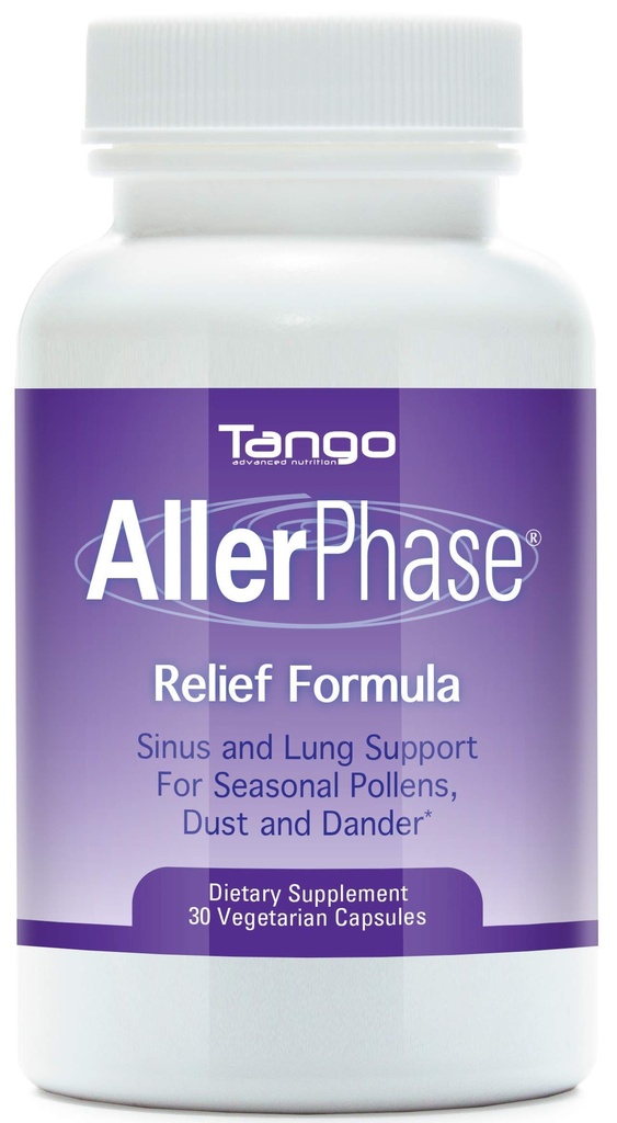 AllerPhase Natural Herbal Sinus and Lung Relief Supplement for Seasonal Respiratory Discomfort Caused by Pollens, Dust, and Dander (30 Vegetarian Capsules)