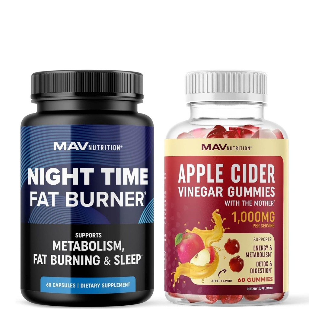 MAV NUTRITION Night Time Fat Burner Capsules en Apple Cider Vinegar Gummies 