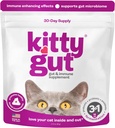 KittyGut 3-en-1 Probiotiques de chat biologique et supplément postbiotique Poudre-Fabriqués aux États-Unis-Probiotiques pour les chats de promouvoir la santé Gut et le soutien digestif de chat, la diarrhée et le vomissement (60g)