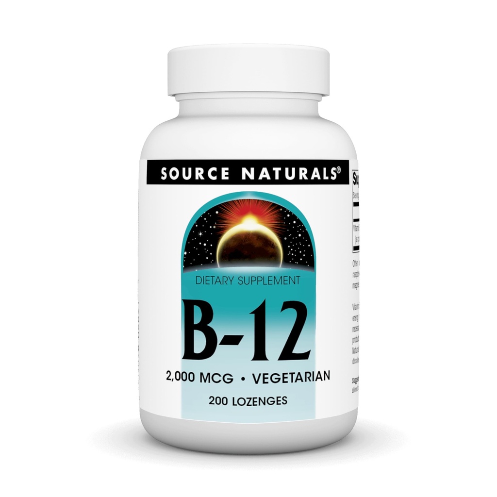 Bron Naturals Vitamine B-12, ondersteunt energieproductie, 2000 mcg - 200 Vegetarische Lozen