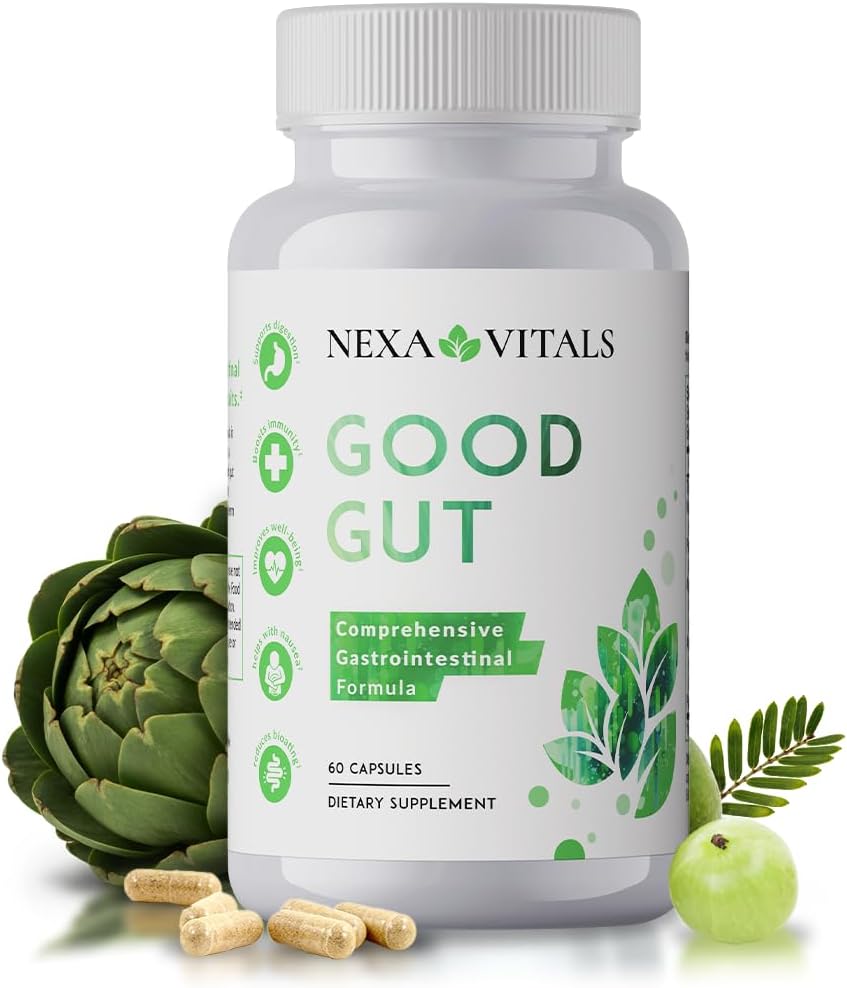 Good Gut - Digestie Ondersteunen van kruiden om Gut Health te herstellen - Bevorderen van gezonde darmbewegingen, verminderen van opgeblazen & Boost GI Motility w/Triphala & Artichoke Extract - 60 capsules