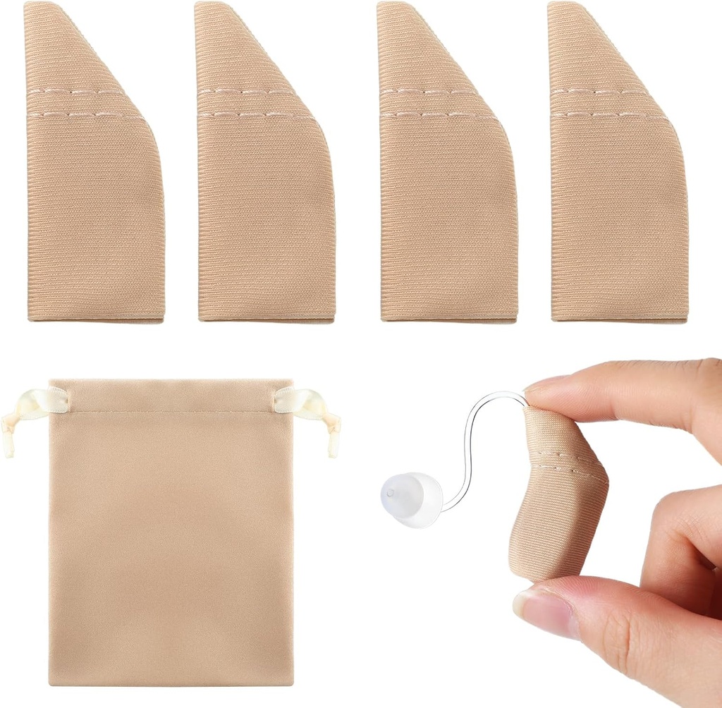 Nuanchu 2 Packs Gehoorhulp Comfort bescherming met opslagzak Gehoorhulp Cover past 1" tot 1,25" Bescherm versterkers tegen vuil, zweet, Wind(Fits 1" tot 1,25",Khaki)