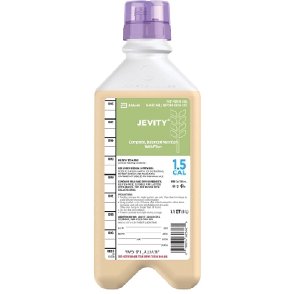 Jevity 1.5 Cal met vezel- en veiligheidsschroefconnector, klaar om te hangen, Institutionele 1000 ml 62681 Aantal 1